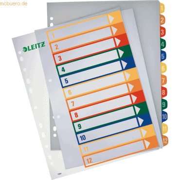 Leitz Register A4+ PP 1-12 grau von Leitz