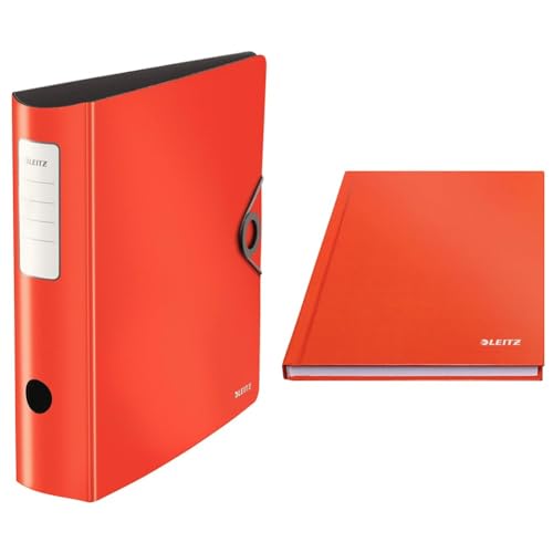 Leitz Set Qualitäts-Ordner 180° Active Solid A4 + A5 Notizbuch kariert, Ordner mit abgerundetem Rücken 8,2 cm breit, Gummibandverschluss, Notizbuch mit 160 Seiten, 80 Blatt, Rot, 10471020 + 46660020 Leitz Set Qualitäts-Ordner 180° Active Solid A4 + A5 Notizbuch kariert, Ordner mit abgerundetem Rücken 8,2 cm breit, Gummibandverschluss, Notizbuch mit 160 Seiten, 80 Blatt, Rot, 10471020 + 46660020 von Leitz