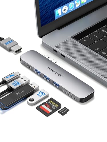 USB C Hub, Lemorele 7 in 2 USB C Docking Station mit Thunderbolt 3, USB 3.0 Ports, SD/TF Kartenleser, 4K HDMI, 100W Power Delivery, USB C Kompatibel mit MacBook Pro 2020-2016, MacBook Air 2020-2018 von Lemorele