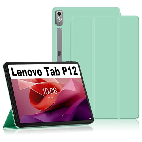 Lemxiee Cases für Lenovo Tab P12 hülle,Slim Smart Folio PU-Schutzhülle [Auto Schlaf/Wach][Kratzfest][Klappbarer Ständer] PU Leder Hülle für Lenovo Tab P12 Cover -Grün von Lemxiee