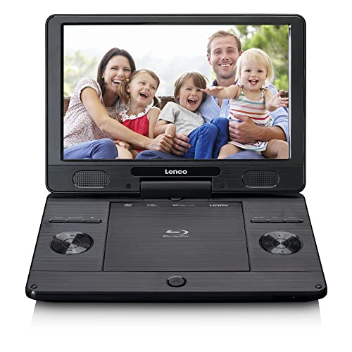 Lenco BRP-1150 tragbarer Blu-Ray DVD-Player - 11,5” drehbarer TFT Bildschirm mit 1024 x 600 Pixel - integrierter Akku - mit Netz- und KfZ-Adapter - USB Eingang - AV-Out - HDMI - Schwarz von Lenco