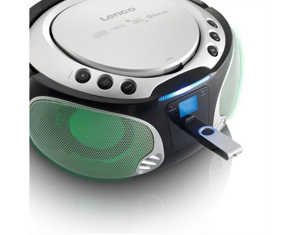 Lenco CD-Player SCD-550 Audio- & Video-Adapter, Silber, Lichteffekt von Lenco