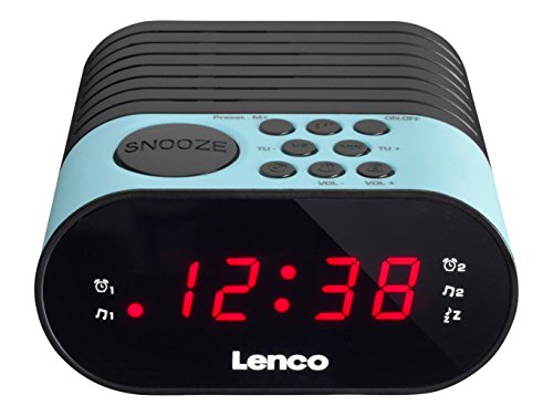 Lenco CR-07 Blau - UKW-Radiowecker - Radiowecker - 2 Weckzeiten - Doppelter Alarm - Sleep Timer - Snooze - LED-Display - PLL UKW-Tuner - Blau von Lenco