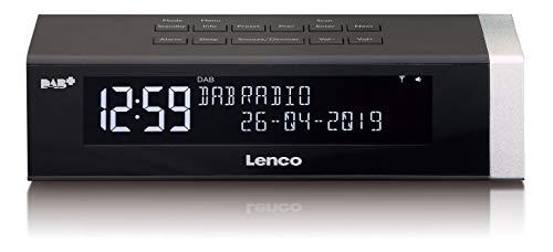 Lenco CR-630 DAB+ Radiowecker - Uhrenradio mit DAB+ und FM - 20 Senderspeicher - Schlummerfunktion - 2 x 2 Watt RMS - LCD-Display dimmbar - USB Ladefunktion - schwarz, 67 x 128 x 256 mm von Lenco