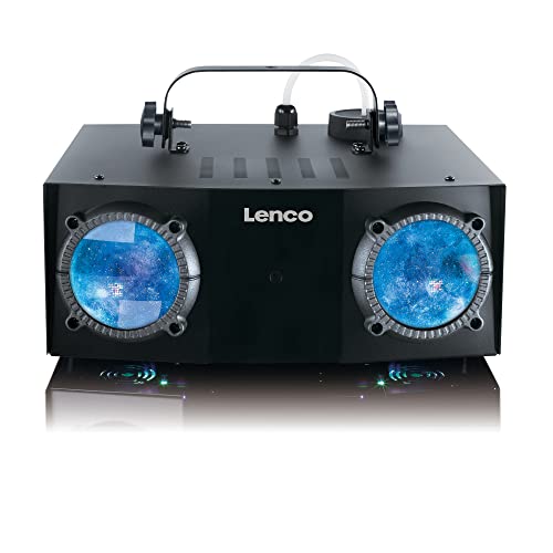 Lenco LFM-110 Dual Matrix RGB Partylicht - mit Nebelmaschine - integrierte Lichtshowprogramme - 1 Liter Fassungsvermögen für Nebelflüssigkeit - Nebel-Timer - schwarz von Lenco