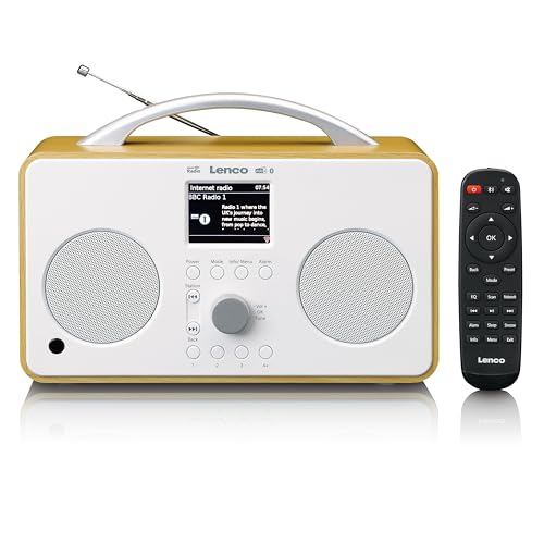 Lenco PIR-645WH - tragbares Internetradio - W-LAN - DAB+ und FM Empfänger - Bluetooth - 2,6“ TFT Bildschirm - 4 Speichertasten - Weckfunktion - W-LAN Streaming - 4400mAh Akku - Weiß von Lenco