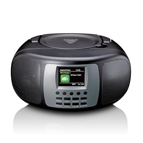 Lenco SCD-860 - tragbares CD-Radio - DAB+ und FM Radio - Bluetooth - Toploader CD-Player - 2,4 TFT Display - Zwei Weckzeiten - 2 x 2 Watt RMS - 5 Speichertasten - schwarz von Lenco