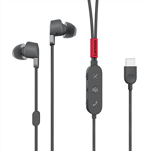 Lenovo Go USB-C In-Ear-Kopfhörer mit aktiver Geräuschunterdrückung, Sturmgrau, Computerzertifiziert, leicht und tragbar, getrenntes Mikrofon, USB-C Digital-Audio von Lenovo