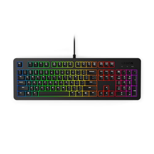 Lenovo Legion K310 RGB kabelgebundene Gaming-Tastatur – ultraschnelle Reaktionszeit mit taktilen Tasten, leiser Tastenmembranschalter, leiser Betrieb, RGB-Beleuchtung – wasserabweisend & kompaktes von Lenovo