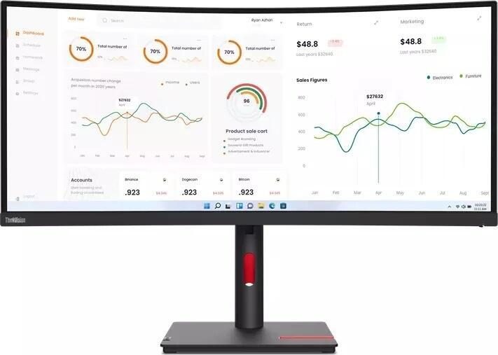 Lenovo ThinkVision T34w-30 Curved Monitor 86,4cm (34 Zoll) von Lenovo