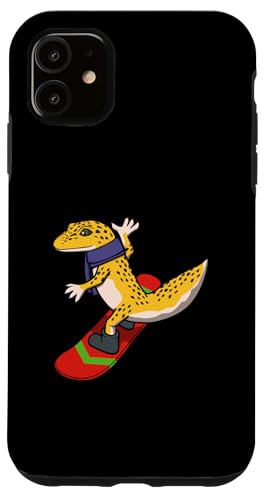 Gecko Snowboarden Hobby Wintersport Hülle für iPhone 11 von Leopardgecko Reptilien Hobby Eidechsen