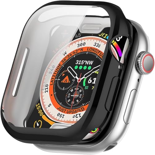 Leotop Kompatibel mit Apple Watch Hülle 42 mm Serie 10 (2024), weiche TPU-beschichtete Displayschutzfolie, Stoßschutz, dünner Schutz, stoßfester Rahmen, kompatibel mit iWatch Serie 10 (Schwarz, 42 mm von Leotop