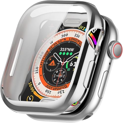 Leotop Kompatibel mit Apple Watch Hülle 46 mm Serie 10, weiche TPU-beschichtete Displayschutzfolie, Stoßschutz, dünner Schutz, stoßfester Rahmen, kompatibel mit iWatch Serie 10 (Silber, 46 mm Serie 10 von Leotop