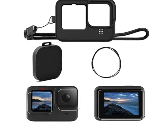 Silikon hülle Schutzhülle für Gopro Hero 12 Schwarze Displays chutz Folie Lanyard für Go Pro Hero11 Hero10 Z von Letrino