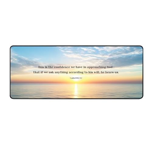 Erweitertes Mauspad mit Bibelversen (800 x 300 mm) – Johannes 5:14 This is The Confidence We Have in Approaching God – XL-Gaming-Matte mit Anti-Ray-Tuch und rutschfester Unterseite von Letusto