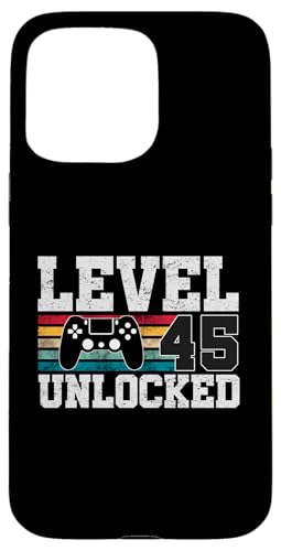 Level 45 freigeschaltet 45-jähriger Videospieler schenkt 45. Geburtstag Hülle für iPhone 15 Pro Max von Level Unlocked Awesome Gaming Birthday Gifts By Mj