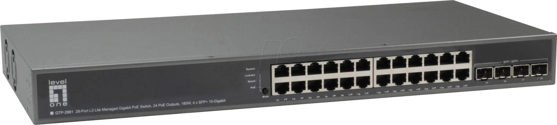 LEVELONE GTP2881 - Switch, 28-Port, Gigabit Ethernet, 24x PoE, 4x SFP+ von LevelOne