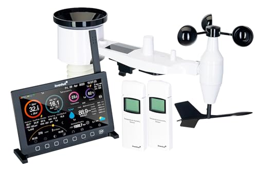 Levenhuk Wezzer PRO LP500 Digitale Wetterstation mit Uhr, Kalender, Thermometer, Barometer, Hygrometer, Anemometer, Regenmesser Erweiterter Wettervorhersage, WLAN und 9-in-1-Fernsensor von Levenhuk