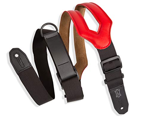 Levy's Leathers Gitarrengurt mit RipChord-Schnellverstellungstechnologie, 7,6 cm breit, ergonomisch gepolstertes Leder, Rot (MRHSS-Red) von Levy's