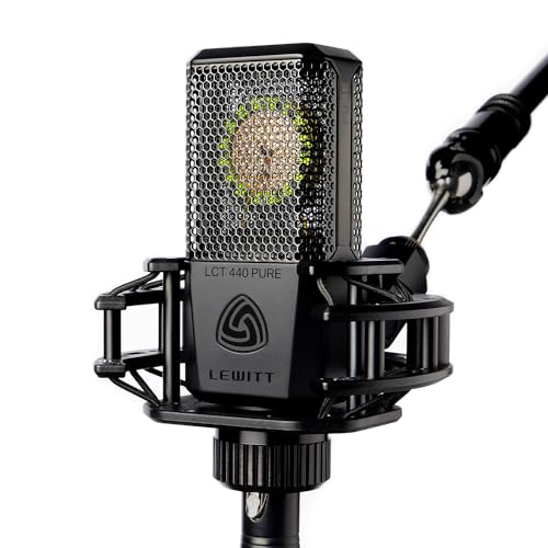 LCT 440 Pure - XLR Kondensatormikrofon für Stimme, Gesang, Instrumentenaufnahmen und Streaming - 1" Echtkondensatorkapsel - inklusive Mikrofonspinne & Popfilter (schwarz) von Lewitt