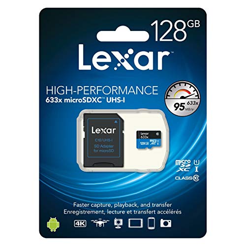 Lexar LSDMI128BBEU633A Micro SDHC 633x UHS-I-Speicherkarte mit SD Adapter, 128 GB von Lexar