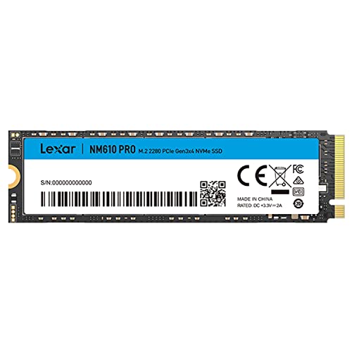 Lexar NM610PRO 1TB SSD, M.2 2280 PCIe Gen3x4 NVMe 1.4 Internal, Up to 3300 MB/s Read, 2600 Writes, Internes 3D NAND Flash Solid State Laufwerk für Laptop, Desktop Computer, PC von Lexar