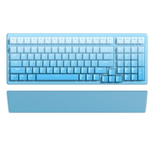 Blau Handgelenkauflage zum Full size Mechanische Wireless Bluetooth 5.1 Beleuchtet Gaming PC Tastatur Ergonomisch Memory Foam Faux Leder Wrist Rest Anti Skid Gummi Basis weich für game office typing von LexonElec