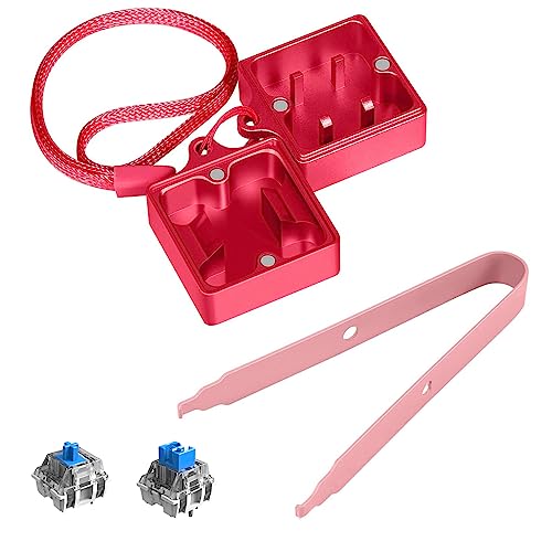 LexonElec Schalteröffner-Set, Schalter Abzieher, Switch Opener aus Aluminium für Cherry MX/Gateron/Kailh Box/Outemu/Akko und Panda Switches Mechanische Gaming-Tastatur mit Metallmagnet - Rot/Rosa von LexonElec