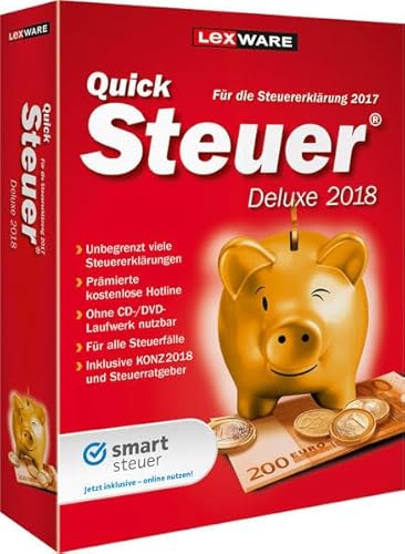 Lexware QuickSteuer Deluxe 2018 für das Steuerjahr 2017|Minibox|Einfache und schnelle Steuer-Software für die private und gewerbliche Steuererklärung|Kompatibel mit Windows 7 oder aktueller von Lexware