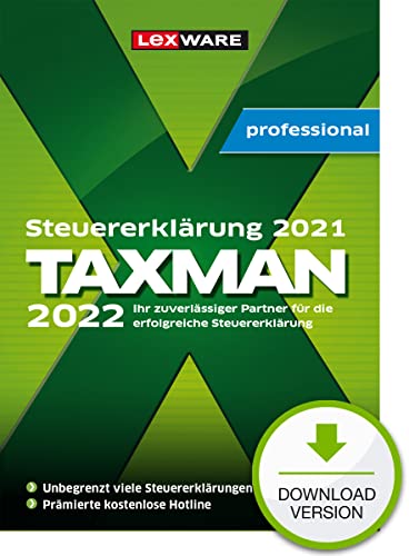 TAXMAN professional 2022 (für das Steuerjahr 2021) | 3 User| PC Aktivierungscode per Email von Lexware