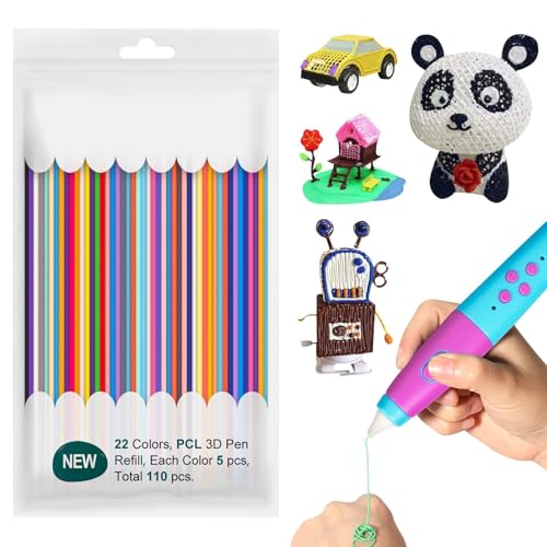 3D Stift Filament PCL,110St 3D Doodler Stift Nachfüllpacks 2,5mm, 22 Farben 3D Pen Filament, 3D Stift Zubehör Materialien Set, Kindersichere Flexible Filamentkerne für Kunstskulpturen 3D Stift Filament PCL,110St 3D Doodler Stift Nachfüllpacks 2,5mm, 22 Farben 3D Pen Filament, 3D Stift Zubehör Materialien Set, Kindersichere Flexible Filamentkerne für Kunstskulpturen von Lezehea
