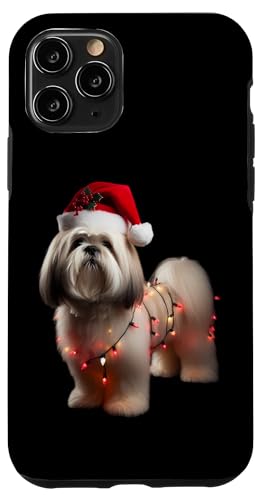 Hülle für iPhone 11 Pro Lhasa Apso Weihnachtsmannmütze Weihnachtsbeleuchtung Hundebesitzer Mama Papa von Lhasa Apso Christmas Products