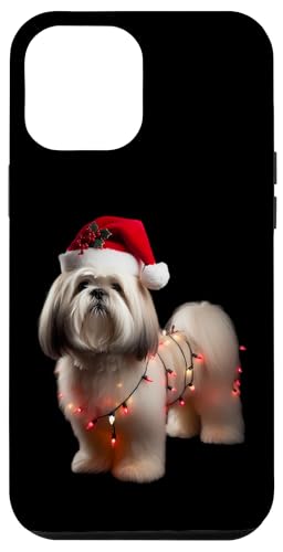 Hülle für iPhone 12 Pro Max Lhasa Apso Weihnachtsmannmütze Weihnachtsbeleuchtung Hundebesitzer Mama Papa von Lhasa Apso Christmas Products