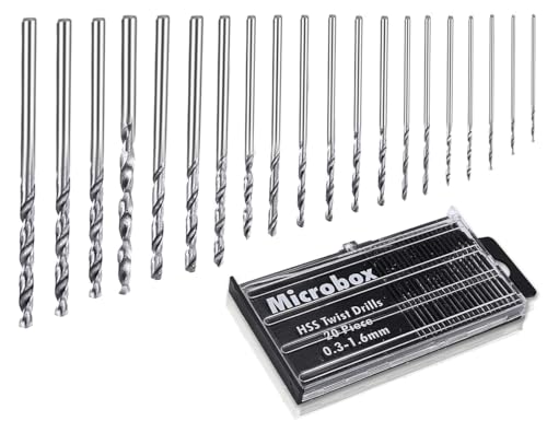 Lhbwhiz 20 Stück Handbohrer Set,Mini Bohrmaschine Pin Vise,Spiralbohrer Bits,Mikrobohrer,Twist Hand Drill,Mini bohrer,holzbohrer,für Model Making,DIY Drilling,Metal Wood Handbohrmaschine(0.3-1.6 mm) von Lhbwhiz