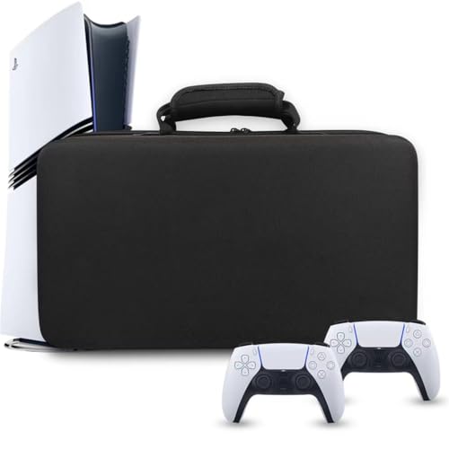 Hart Tasche für PS5 Pro Konsole, Tragetasche mit Schultergurt für PS5 pro Konsole & Controller, P5 Pro Disc, Gaming-Headset und Zubehör Organizer Case (Schwarz ohne Logo) von LiLiTok