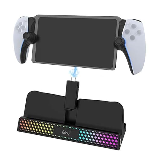 LiLiTok Ladestation für Playstation Portal Remote Player, Magnetischer Typc-C Ladegerät für PS5 Portal, RGB Licht Docking Station für PS Portal Zubehör (Schwarz) von LiLiTok