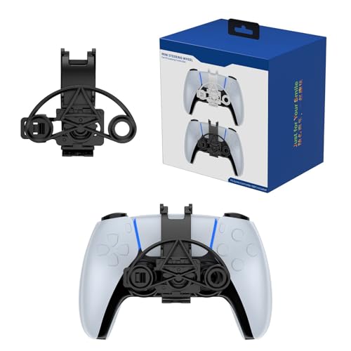 LiLiTok Mini-Lenkrad für PS5 Game Controller, 3D-Druck Mini-Lenkrad Ersatz Zubehör für Playstation 5 Gaming-Controller Zubehör (Schwarz) von LiLiTok