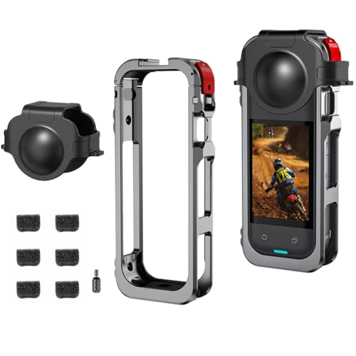 Rabbit Cage Aluminium Schutzhülle für Insta360 X5, Metallrahmen Erweiterung Adapter Mount mit Objektivabdeckung und 6Stk. Mikrofon Windschutz für Insta 360 X5 Action Kamera Zubehör Rabbit Cage Aluminium Schutzhülle für Insta360 X5, Metallrahmen Erweiterung Adapter Mount mit Objektivabdeckung und 6Stk. Mikrofon Windschutz für Insta 360 X5 Action Kamera Zubehör von LiLiTok
