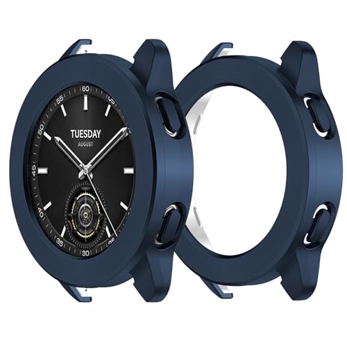 Schutzhülle für Xiaomi Watch S3 Gehäuse, Smartwatch S3 Soft TPU Schutzhülle mit PC Lünette Ring Watch Zubehör, Anti Drop Anti Scratch Watch S3 Gehäuse (Blau) von LiLiTok