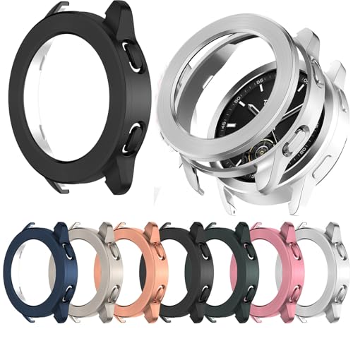 Schutzhülle für Xiaomi Watch S3 Gehäuse, Smartwatch S3 Soft TPU Schutzhülle mit PC Lünette Ring Watch Zubehör, Anti Drop Anti Scratch Watch S3 Gehäuse (Silber+Schwarz[2Stk]) von LiLiTok