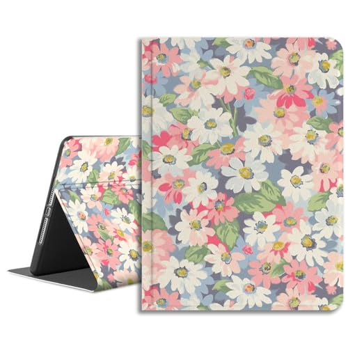 LiMon Arts Kompatibel mit iPad-Hülle, iPad Air 6. 11 Zoll / iPad Air 5. / 4. Generation 27,7 cm (11 Zoll), mit Blumenkunst-Design für Damen und Mädchen, niedliches Leder, mit Stifthalter, Rosa, Weiß, von LiMon Arts