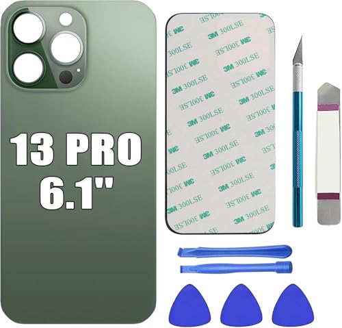 Ersatz der hinteren Glasabdeckung 13 Pro für iPhone 13 Pro Ersatz des hinteren Glases 6,1 Zoll + Reparatur-Werkzeugset (Alpingrün) von LiXiongBao