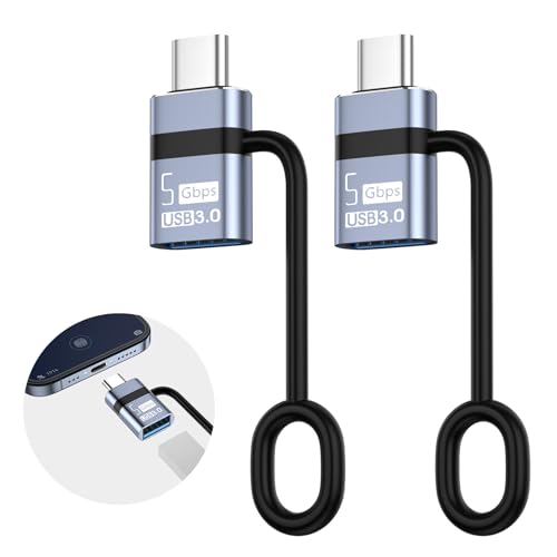 Liaoan USB C auf USB Adapter 2 Stück,USB C auf USB 3.0 OTG-Adapter, Thunderbolt 4/3 auf USB 3.0 Kompatibel mit i-Phone 16 Pro Max MacBook Pro Air 2023 i-Pad Mini iMac Surface und mehr von Liaoan