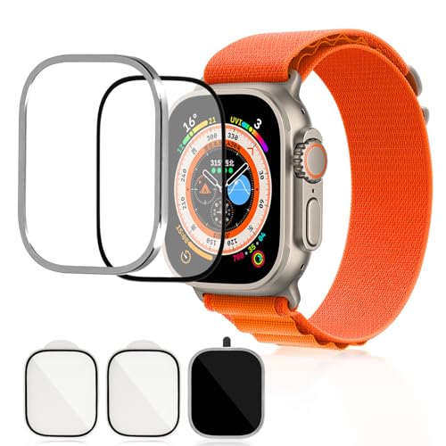 Displayschutz für Apple Watch Ultra 2 / Ultra 49mm, Wasserdichtes Schutzglas für Apple Watch Ultra 2 & 1, Titan Rahmen + 2 Stück Schutzfolie, Volle Abdeckung Screen Protector für iWatch Ultra von Libershine