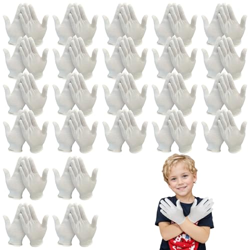 Weiße Handschuhe Kinder 24 Paare 6 -Zoll -Baumwollkinder weiße Handschuhe weiche und bequeme Handschuhe für Kinder verdicken weiße Handschuhe Arbeitsschutz Arbeit Handschuhe für Kinder Zuhause, Schul von Licsaliwe