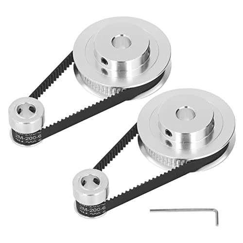 2 Set Synchronrad 20T und 60T Zahnriemenscheibe aus Aluminiumlegierung mit 2 Stück Länge 7,87 Zoll Breite 0,24 Zoll Riemen für 3D-Drucker (8 mm / 0,31 Zoll Bohrung) von LiebeWH