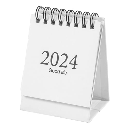 2024 Tischkalender, Doppeldraht-Spulenkalender, Stehend, Umklappbarer Tagesplaner für Heim- und Büroplanung, 105 X 75 M (WHITE) von LiebeWH