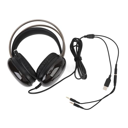 LiebeWH RGB-Gaming-Headset, Kabelgebunden, Over-Ear-Kopfhörer, Verstellbarer Kopfbügel, Gaming-Headset mit Mikrofon für PC, PS4, PS5, Laptop (Black) von LiebeWH