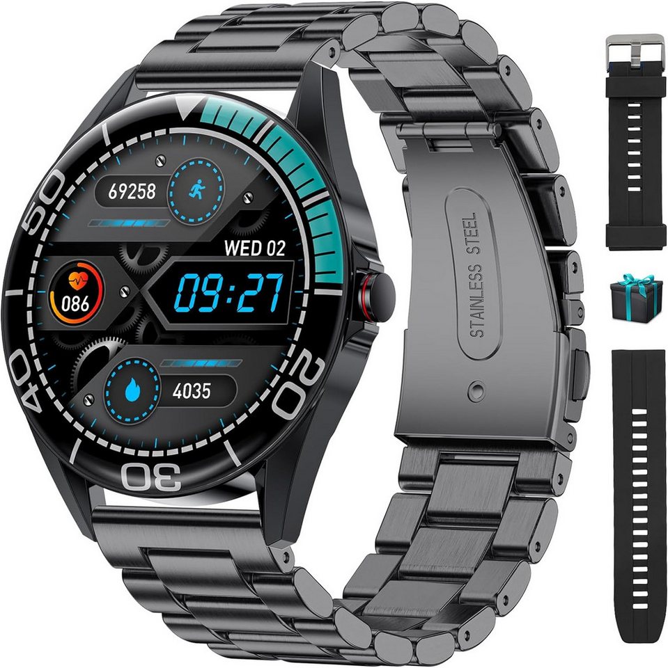 Lige Herren's Anruf Bluetooth IP67 Wasserdicht Fitness-Tracker Smartwatch (1,3 Zoll, Android/iOS), mit Herzfrequenzmonitor, Schlaf, SpO2, 20 Sportmodi Schrittzähler von Lige