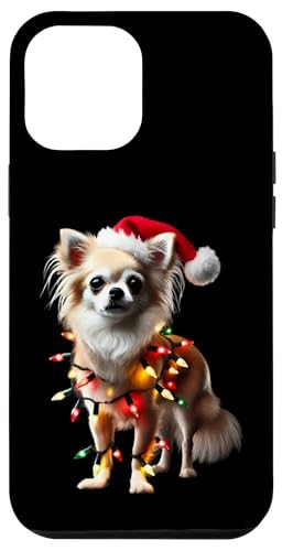 Hülle für iPhone 12 Pro Max Hellbrauner Chihuahua mit Weihnachtsmannmütze, Weihnachtsbeleuchtung von Light Brown Chihuahua Christmas Products